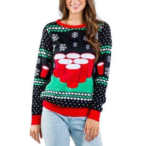 Tipsy Elves Christmas Beer Pong Sweater NWOT